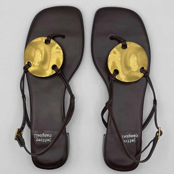 NIB JEFFREY CAMPBELL Chance Slingback Thong Sandals Women's Size 6 Brown Gold - Picture 4 of 12